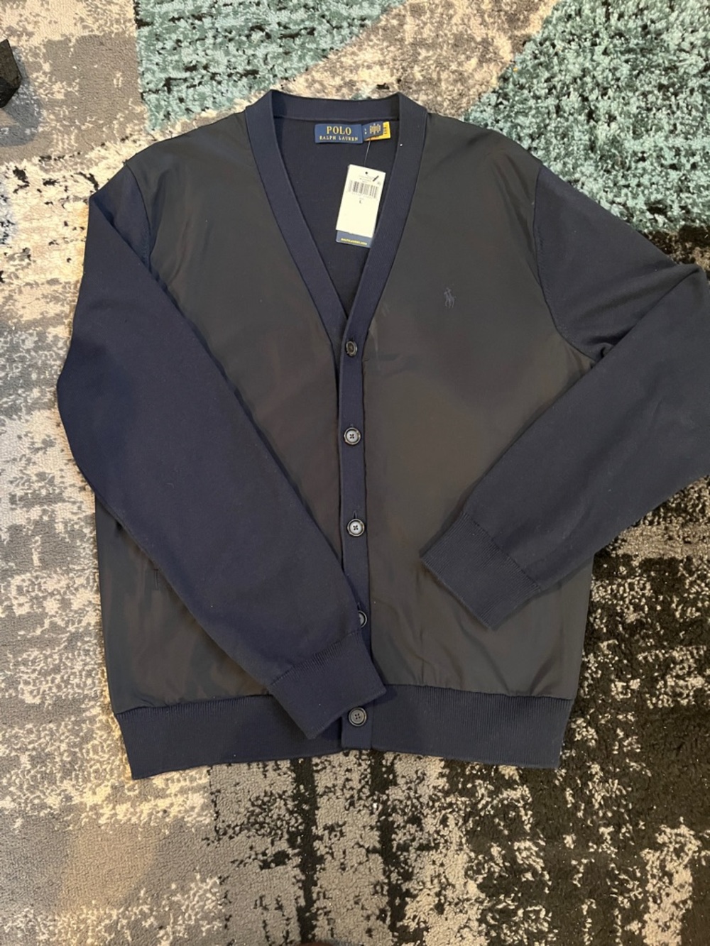 Ralph Lauren Navy V-Neck Cardigan with Tagg